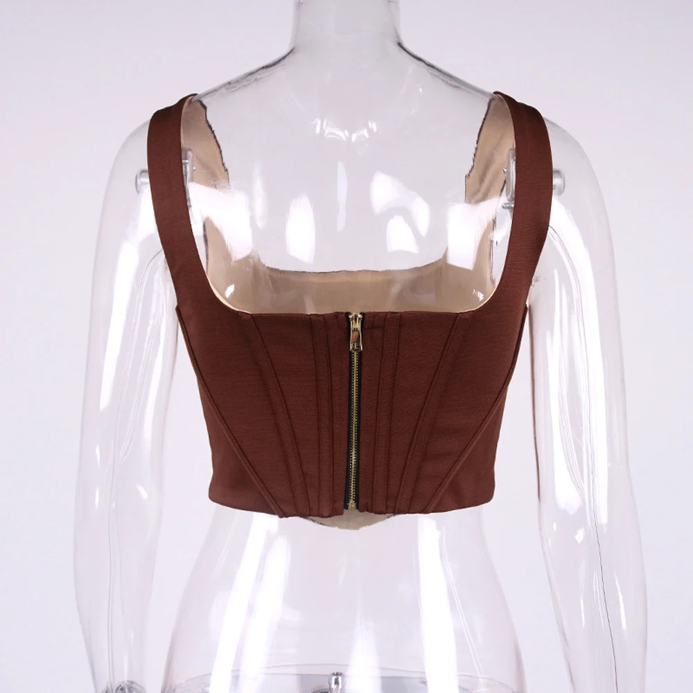Karlofea майки сексуальный короткий жилет однотонные коричневые Топы шикарная