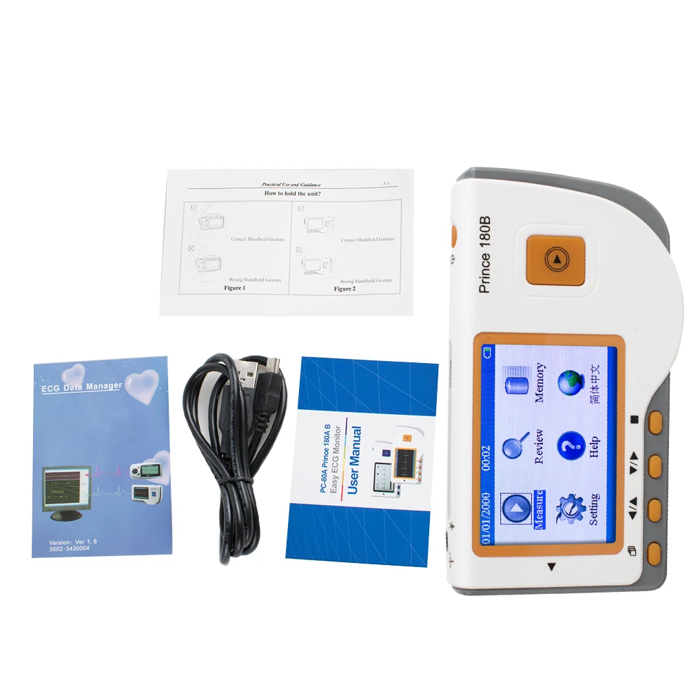 

Prince 180B Handheld ECG EKG Portable Monitor Electrocardiogram LCD for Home Travel Use