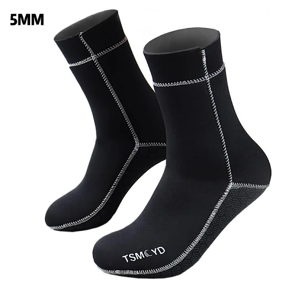 2021 SCR Neoprene Diving Socks 5MM Winter Swimming Keep Warm Scuba Diving Beach Non-slip Men Women Rowing Boat Shoes Flippe Sock