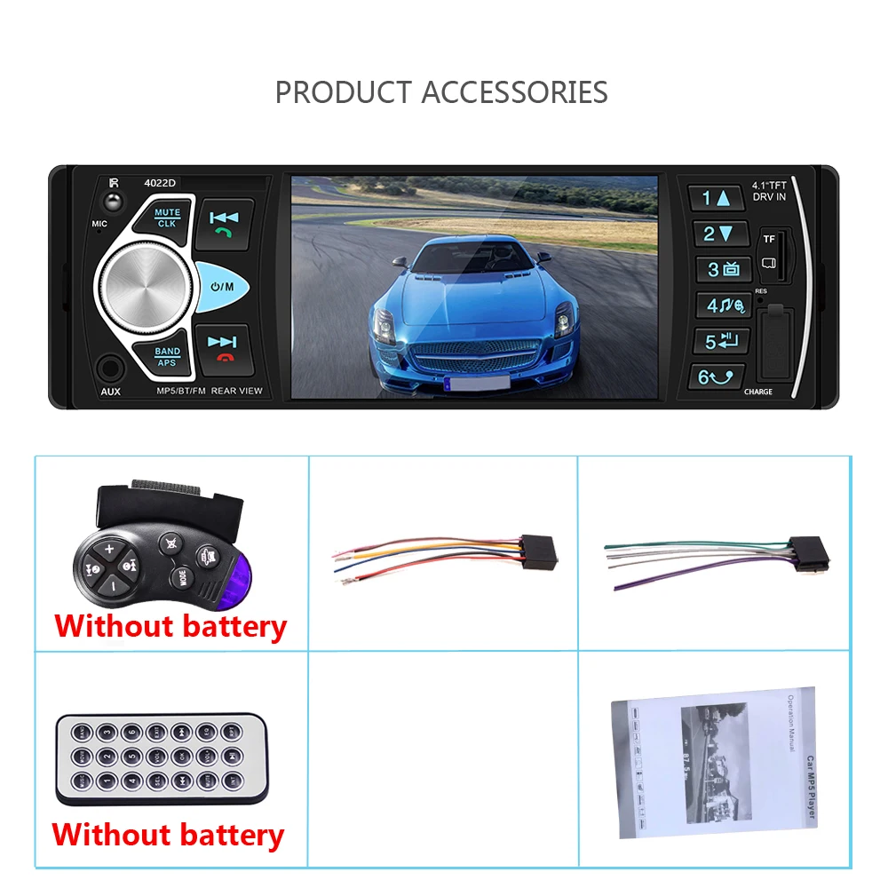 

Bluetooth Hands-free Car MP5 Player Card U Disk Radio Reversing Priority 4.1 Inch High-definition Large Screen