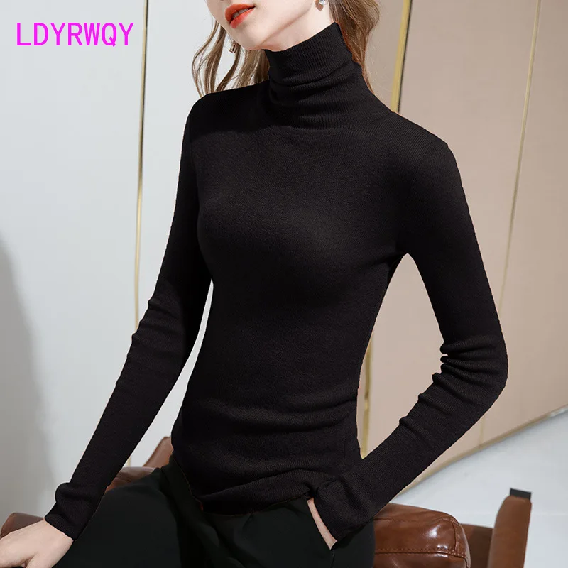 

New autumn long sleeve jersey with 2020 winter bottom Office Lady Turtleneck Pullovers Regular