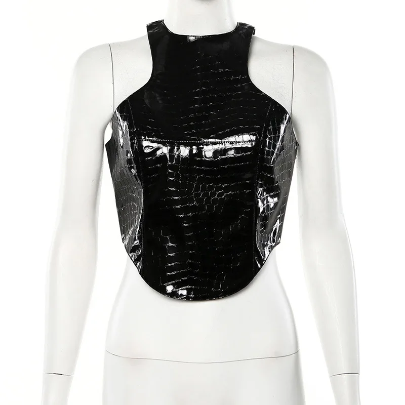 Женский укороченный топ Meyoung на бретелях из полиэстера обрезанный спине молнии