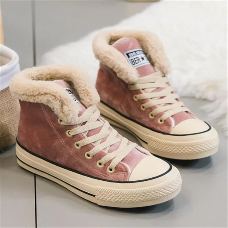 

New Women Winter Fur Ankle Snow Boots Comfortable Thick Plush Keep Warm Sneakers Ladies Flock Platform Cotton Shoes Botas Mujer
