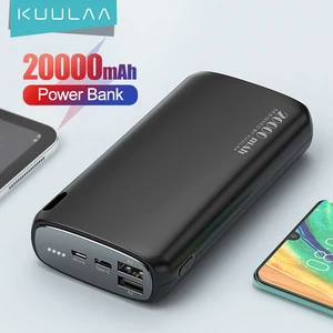 kuulaa power bank 20000mah portable charging poverbank mobile phone external battery charger powerbank 20000 mah for xiaomi mi free global shipping