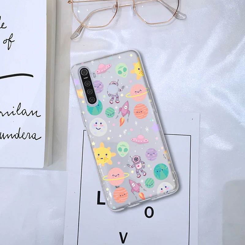 soft silicone transparent cute space star moon for oppo realme 5 6 x50 x2 pro phone case for realme c3 x3 xt c11 6i x back cover free global shipping