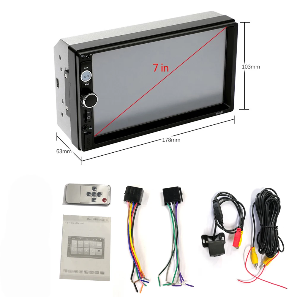 AMprime 7-дюймовый автомобильный радиоприемник HD сенсорный экран Поддержка Android Iphone