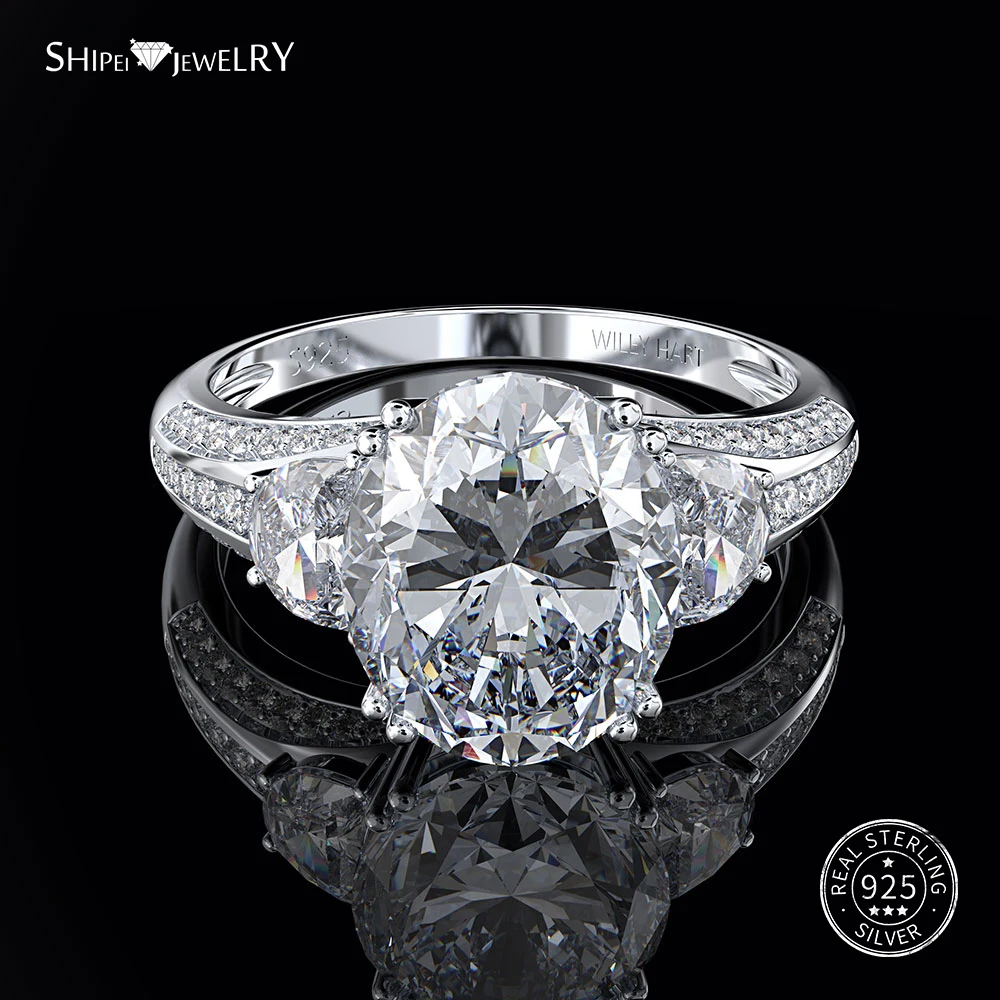 Shipei кольцо из белого золота с муассанитом женское драгоценного камня цитрина