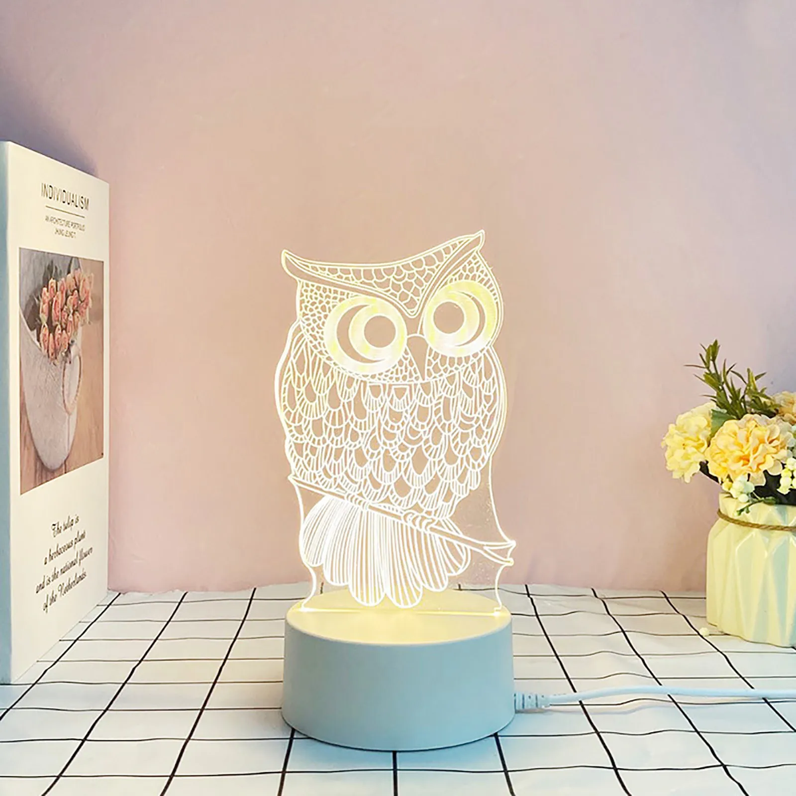 Креативный и теплый 3d стерео Ночной светильник в виде совы для того что вы любите