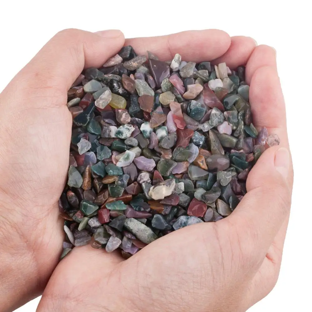 

TUMBEELLUWA 1lb(460g) Natural Indian Agate Tumbled Chips Stone Crushed Crystal Quartz Pieces Irregular Shaped Stones