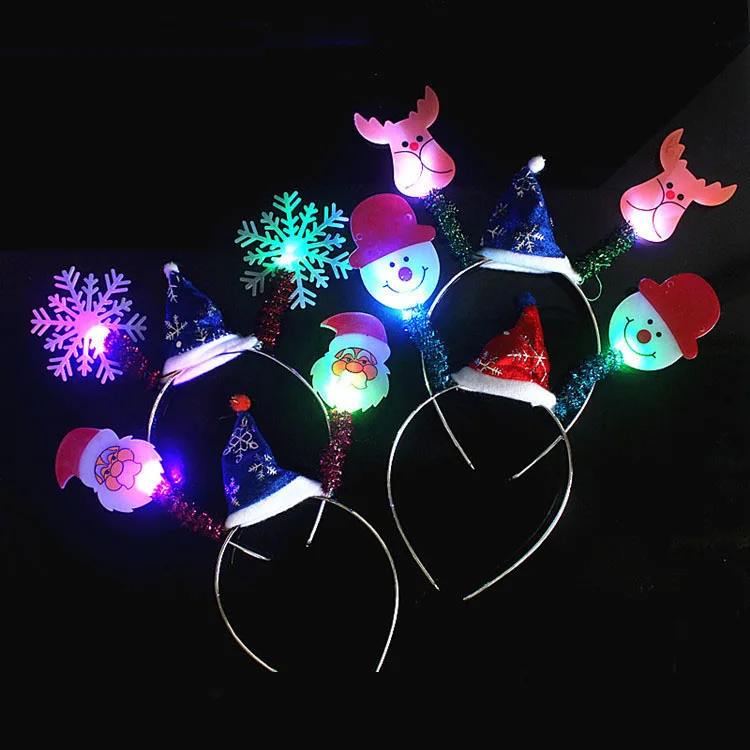 

Women Girls LED Flashing Headband Light Up Hair Band For Christmas Holiday Decoration Party Gift Navidad Metal