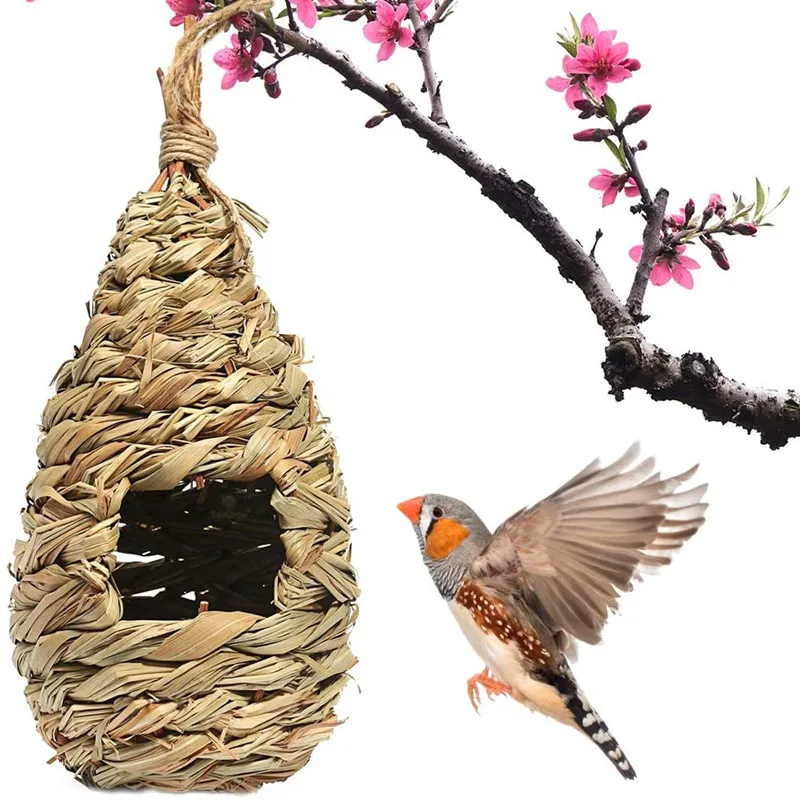 

New Arrival Time-limited Cages Bird House Natural Handmade Environmentally Roosting Hut Hanging Animals Small