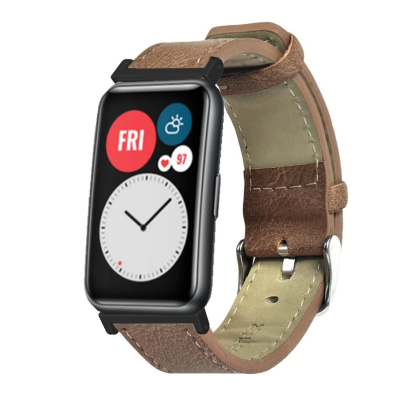 Прочный цветной ремешок из искусственной кожи для наручных часов Huawei Watch Fit