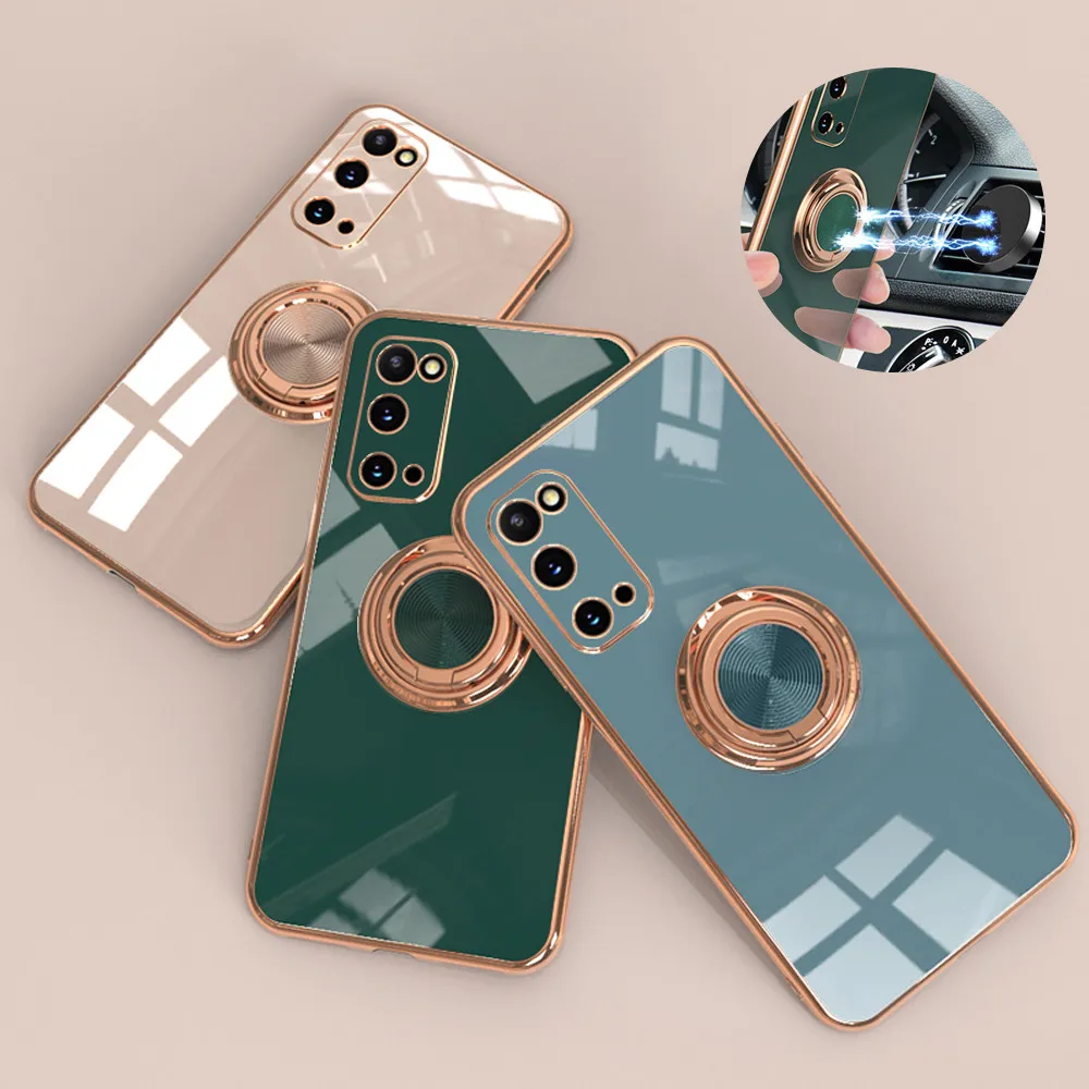 Гальванический Мягкий силиконовый чехол для телефона Samsung S20 FE S21 Plus с магнитным