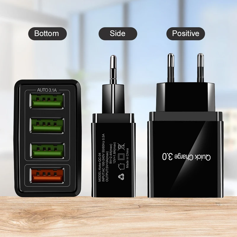 Быстрая зарядка 3 0 зарядное устройство с 4 портами USB быстрое для телефона Samsung Note 8