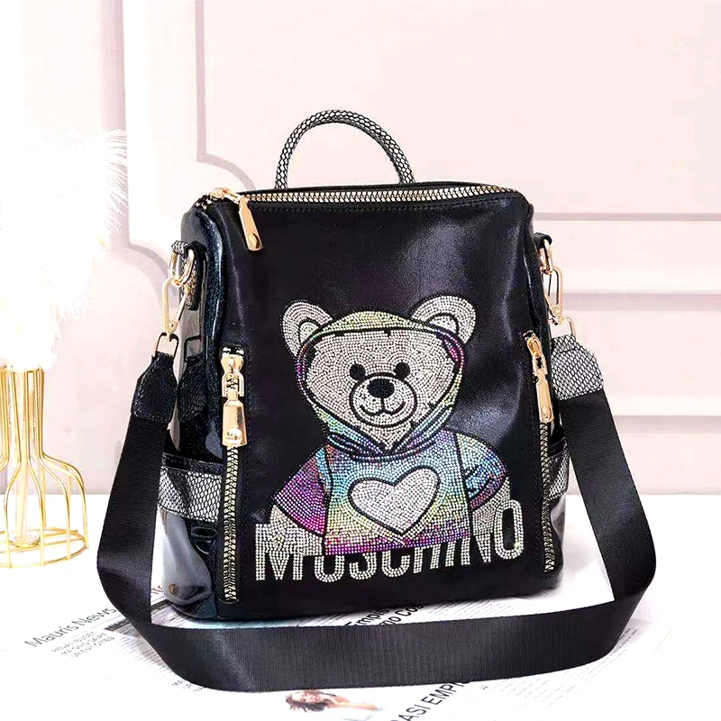 Брендовый дизайнерский милый рюкзак женская сумка через плечо стразы красочный