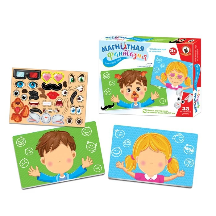 Настольная игра на магнитах Смешные лица|Пазлы| |