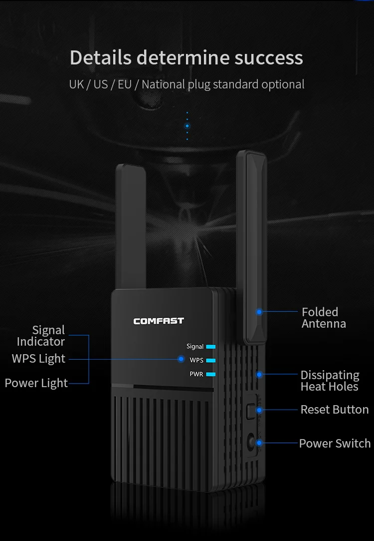 10pcs Wifi 1200Mbps Repeater 802.11ac Dual Band 2.4&5.8G  wifi 5G Extender mini  long range wifi repeater comfast CF-AC1200