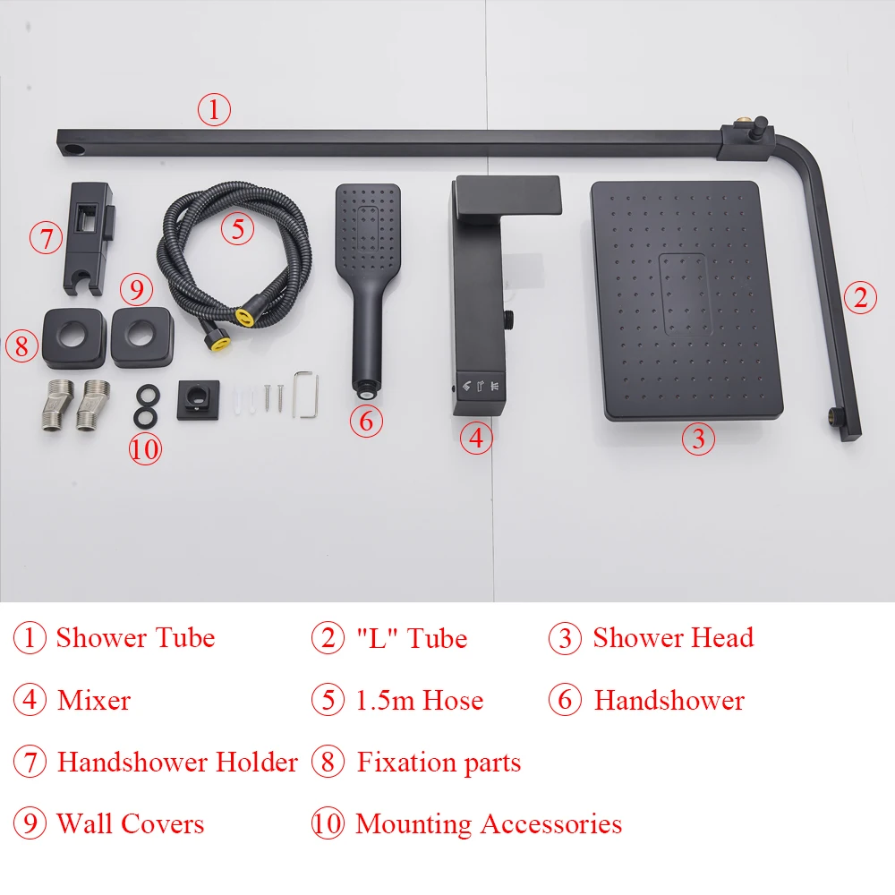 Bathroom Faucet Chrome/Black Rain Shower Head Bath Faucet Wall Mounted Bathtub Shower Mixer Tap Shower Faucet Shower Set Mixer