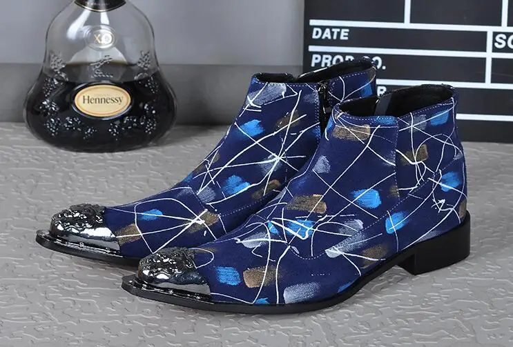

New style Formal Men's Boots Genuine Leather metal Fashion Boots Ankle Boots High Top short Chelsea boots