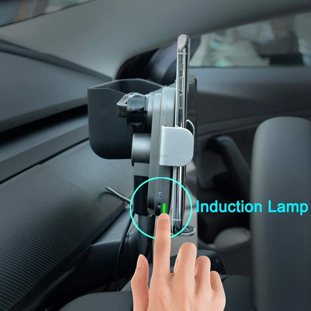 

Fast Wireless Charging Cellphone Mount For Tesla Model 3 Y Monitor Fixed Clip Safety Cell Phone Holder Stand Wireless Charger