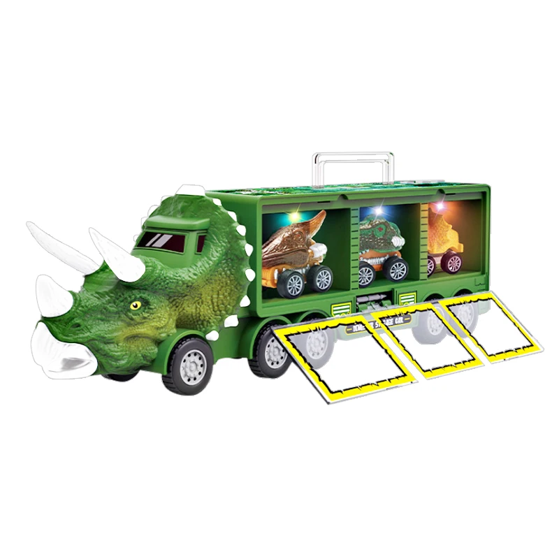 Dinosaur storage car electric toy inertial pull back transport vehicle car container storage light music children's toy gifts new 34cm dinosaur toy car truck transport car toys dinosaur music glow inertial pull back car children carrier vehicle toy gifts