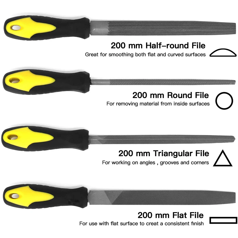 

18PCS Flat File Kit Steel File Set for Woodwork Metal Model Hobby Applications Yellow Hand Tool Set Household Repair Hand Tool