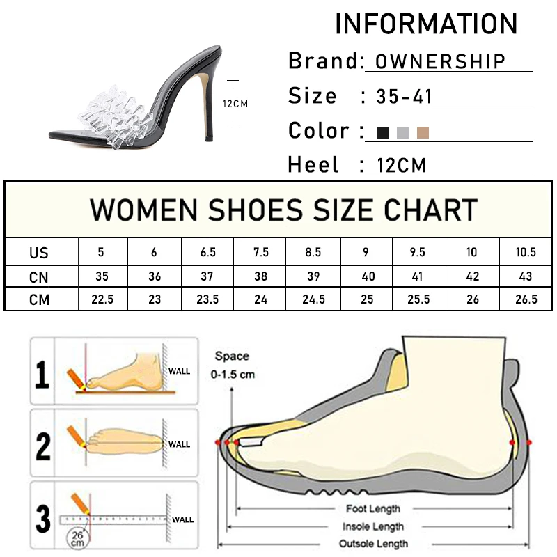 

Women Slippers Heels Crystal Shoes Transparent High Heels Women's Big Size Fashion Woman Summer 2020 Pointed Toe Female Footwear