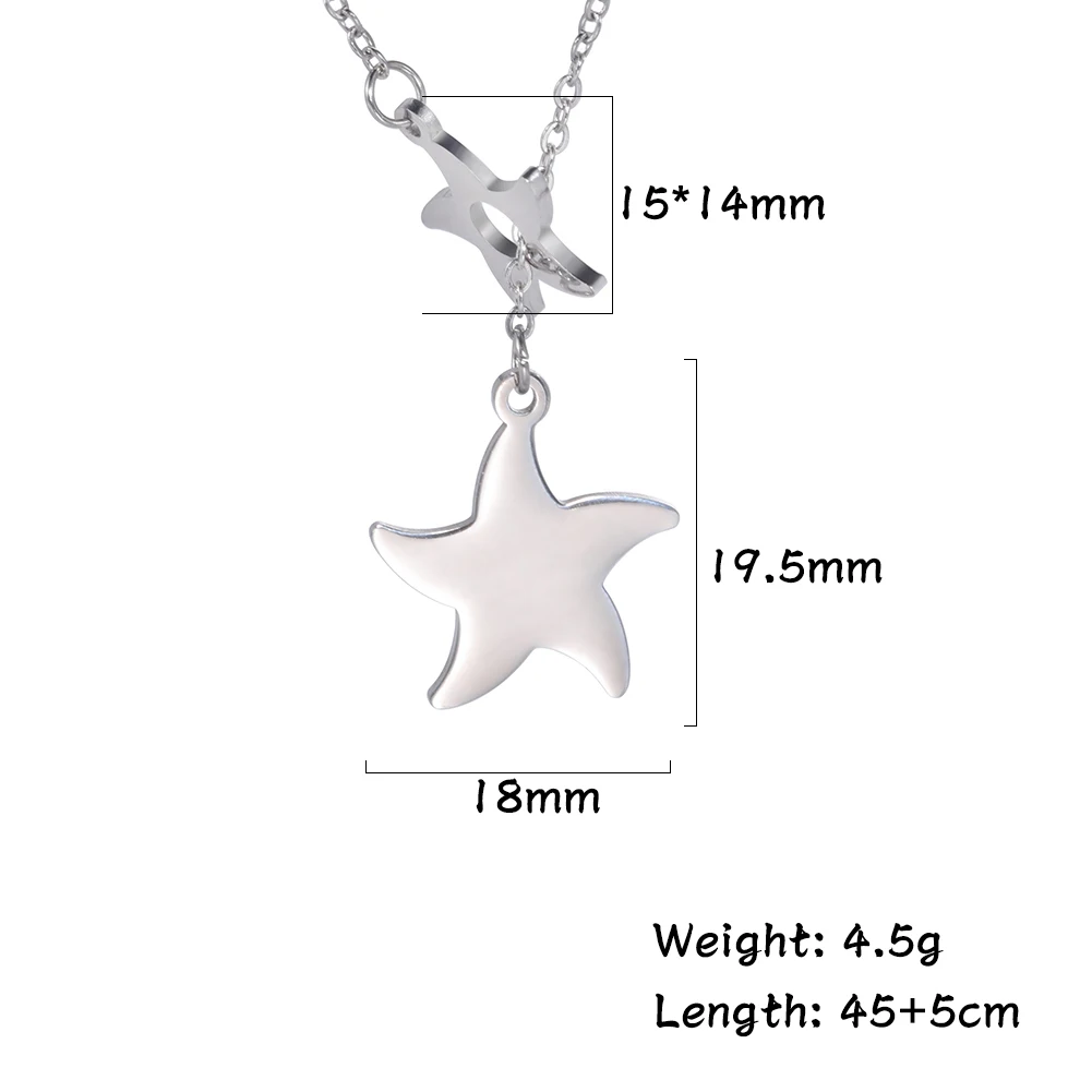 

My Shape Women Long Pendant Necklace Choker Star Pentagram Stainless Steel Necklaces Wedding Party Fashion Jewelry bijoux femme
