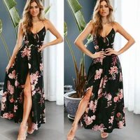 zogaa women dress summer sleeveless floral evening party beach long maxi dresses backless straps bohemian sundress vestidos