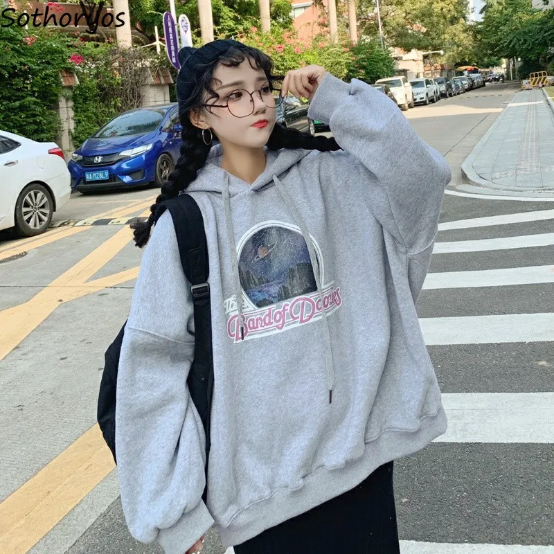 Толстовки женские пуловеры плюс бархат теплые Свободные Корейская версия BF