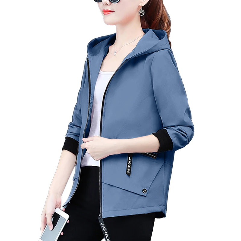 

2021 Spring New Style Korean-style WOMEN'S Wear Hooded Coat Fashion Hundred Towers Plue Size Women's Thin Mid-length Trench Coat