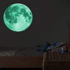 Светящиеся флуоресцентные настенные наклейки La Luna grande, 3D Луна, съемные, с ночным видением, флуоресцентные, светящиеся, Настенный декор