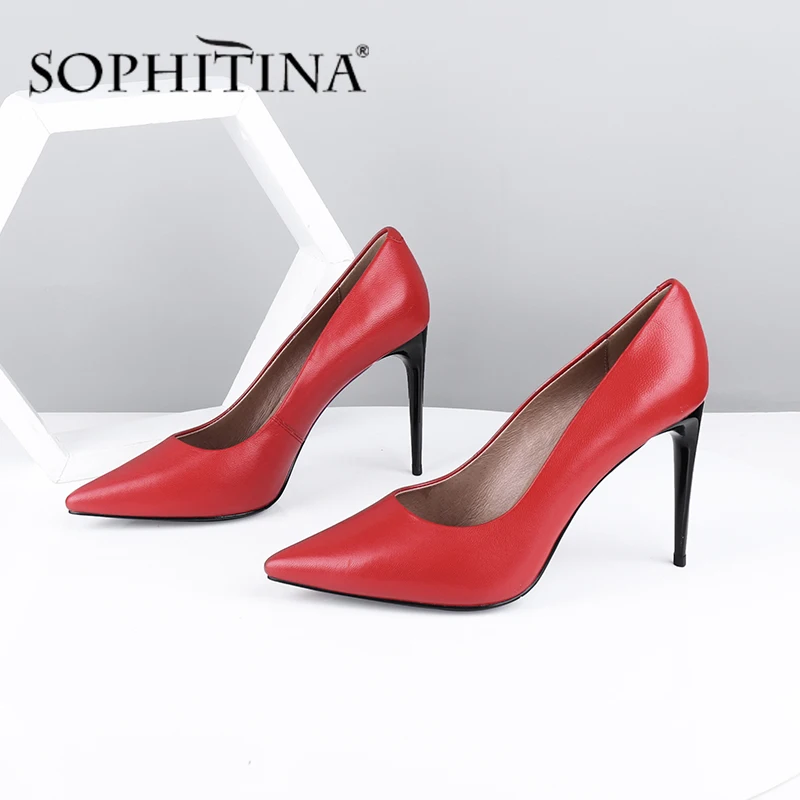 SOPHITINA из натуральной кожи на высоком тонком каблуке женские туфли лодочки сапоги