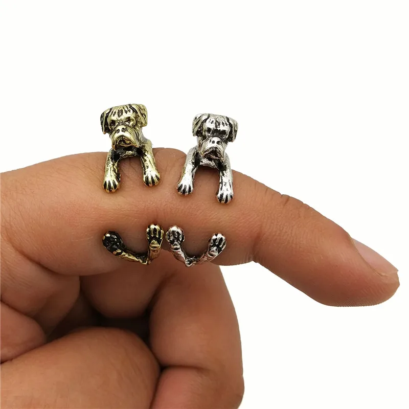 Горячая Распродажа винтажные кольца с животными регулируемые милые боксеры