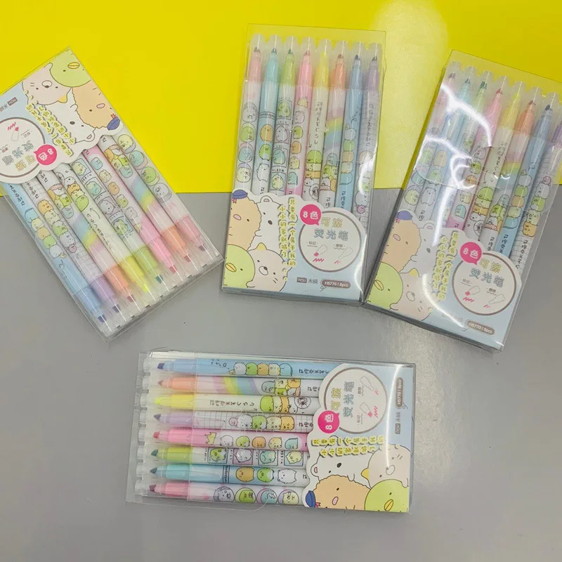 Милые двухсторонние стираемые маркеры Sumikko Gurashi 8 цветов художественные цветная