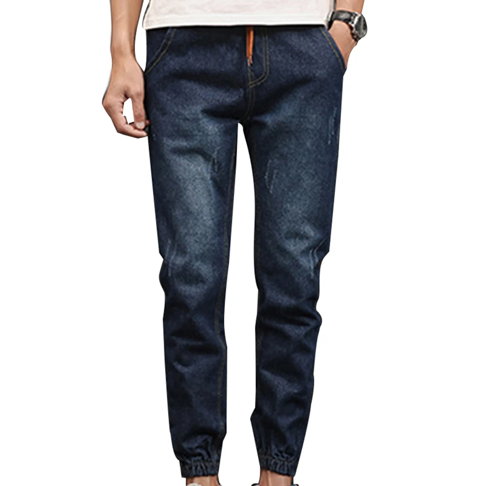 

Plus Size Casual Men Jogger Stretch Drawstring Elastic Waist Denim Pants Jeans