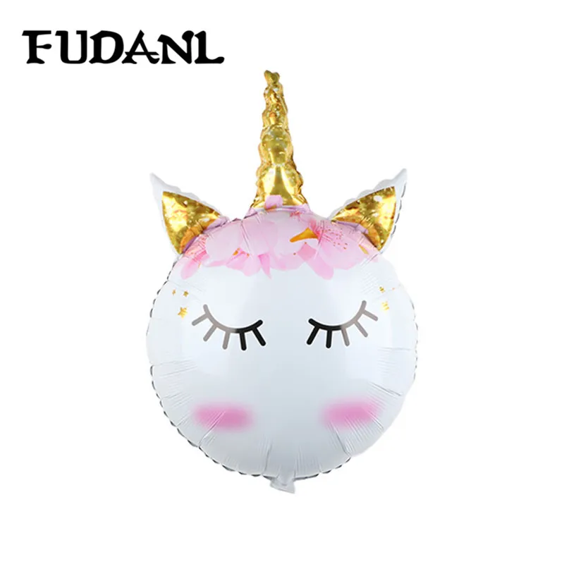 10/50 шт Единорог головной воздушный шарик из фольги в форме мультфильм животных