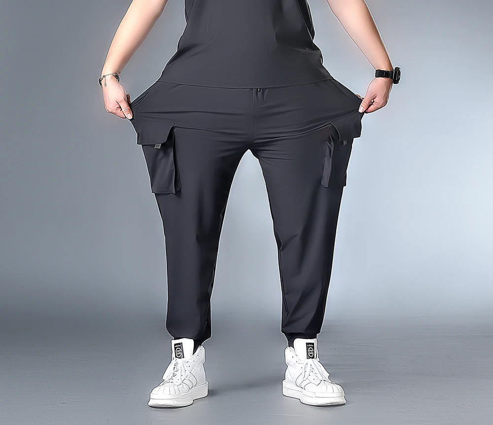 7XL 6XL XXXXL thin fabric Man Black 2020 Vintage Joggers Streetwear Mens Pockets Harem Pants Male Summer Print Fashions | Мужская одежда