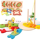 8 шт.компл. деревянные рыболовные цифровые игрушки Детская рыба набор колонны и детские строительные математические блоки для сортировки обучающие игрушки