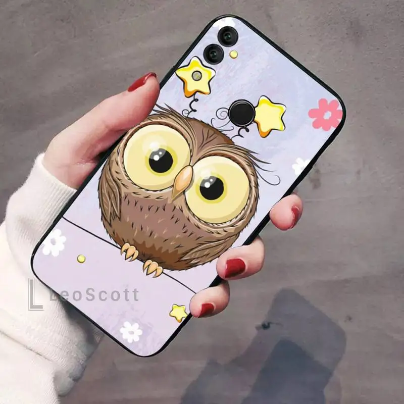 

Cute owl cartoon Phone Case For Huawei Y5 Y6 II Y7 Y9 PRIME 2018 2019 NOVA3E P20 PRO P10 Honor 10