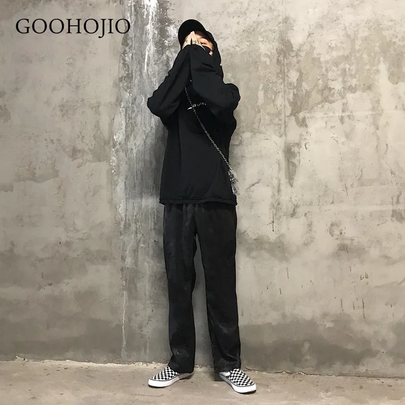 

GOOHOJIO 2021 New Spring and Autumn Vintage Pants for Couples Fashionable Casual Trousers Women All-match Loose Chic Women Pants