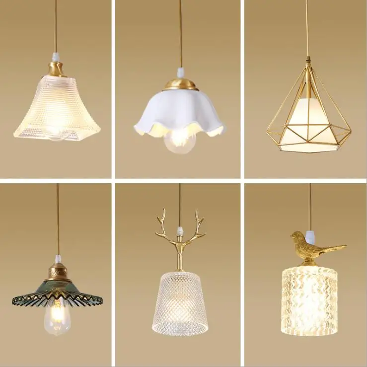 Все медные творческий ресторан светильник проход маленькая люстра одна