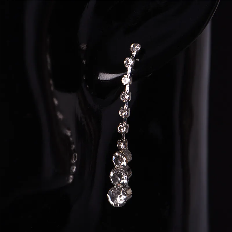 

Lady Crystal Tennis Drop Necklace Set Bridal Bridesmaid Jewelry Sets Rhinestone Necklace Earrings Wedding Jewelry