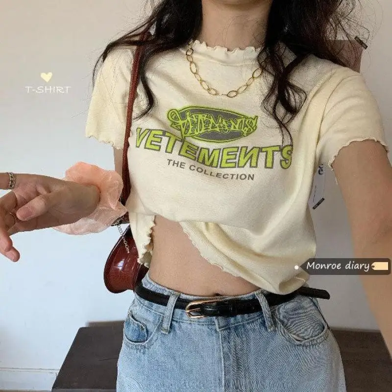 

Navel Short-sleeved T-shirt Ladies 2021 New Trendy Summer Hot Girl Short Top Sexy Personality Casual Base Commuting