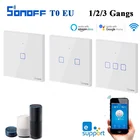 Настенный Wi-Fi-выключатель SONOFF T0, 123 клавиши, ЕС стандарт, приложение для умного дома ewelink, дистанционный таймер, прерыватель, работает с Google Home Alexa