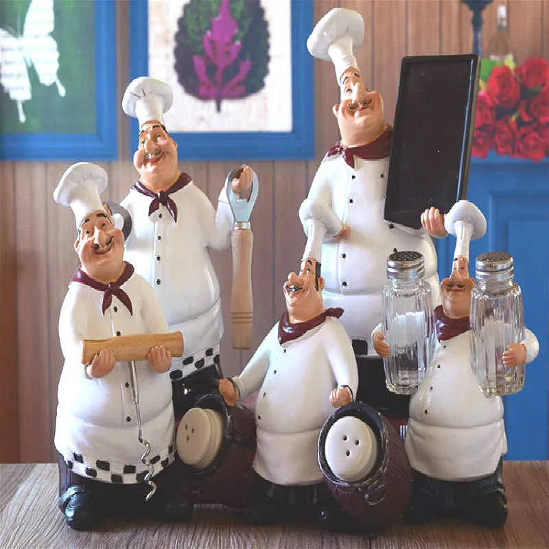 Европейский ретро шеф повара из смолы стойка для хранения белые фигурки
