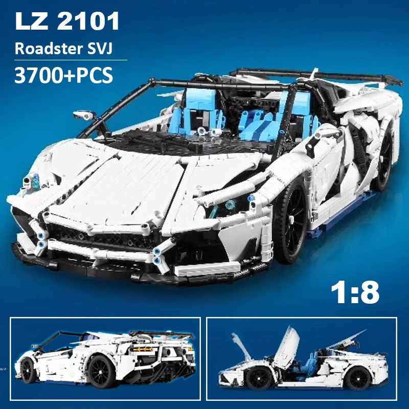 LZ2101 гоночный автомобиль al MOC 17698 Супер спортивный Aventador SVJ родстер 1:8 строительные