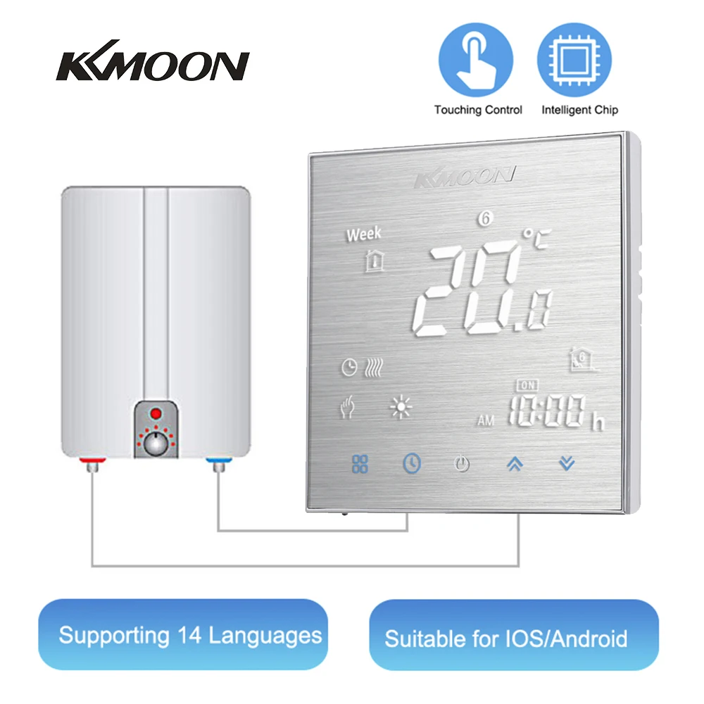 KKmoon термостаты цифровой водно-газовый котел термостат для отопления WiFi Голосовое управление с сенсорным экраном домашний комнатный регулятор температуры