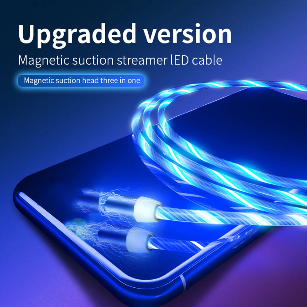 USB светящийся кабель со светодиодной подсветкой для iPhone 11 Pro зарядное устройство Micro USB Электрический провод зарядный кабель для мобильного телефона для Vivo NEX