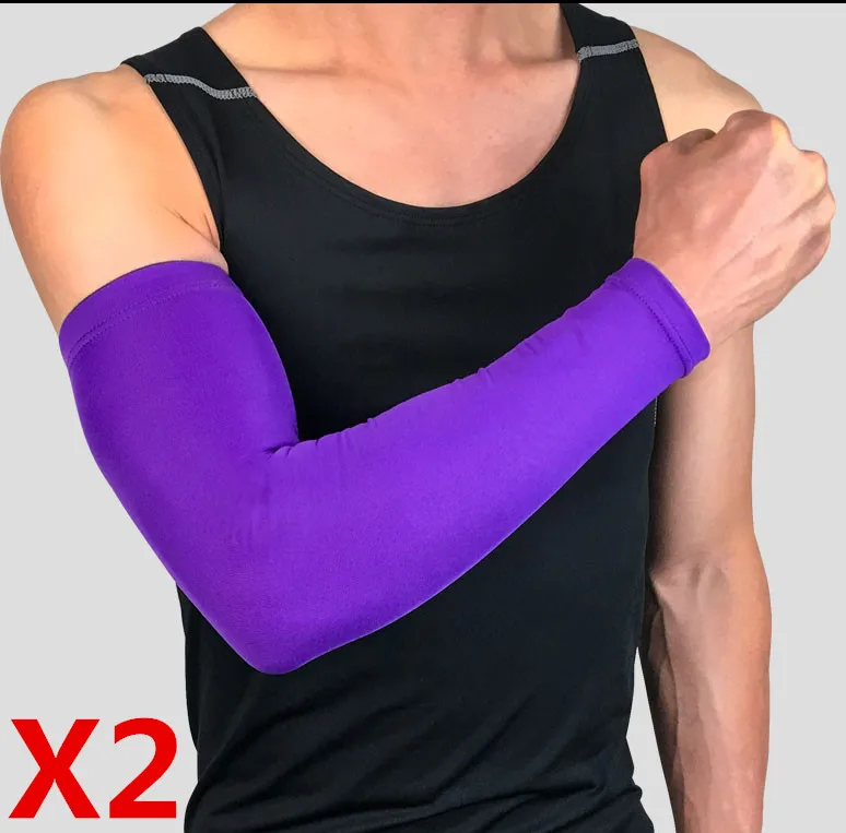 1 pair purple Баскетбольные нарукавники, велосипедные гетры для альпинизма, компрессионные налокотники, солнцезащитные УФ-защитные волейбольные Налокотники - Цвет: 1 pair purple